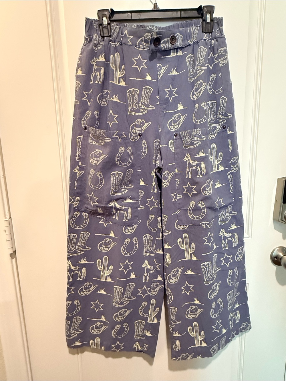 Boutique blue/ cream Western Print Pull-On Pants